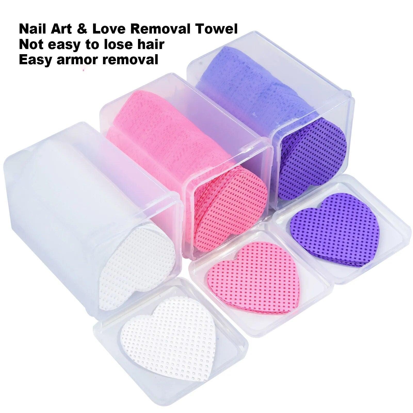 200pcs/Box Lint Free Nail Wipes Napkins Nail Art Gel Polish Remover Pink Heart Shape Paper Cotton Pads Manicure Cleaning Tools - Noovaluxe