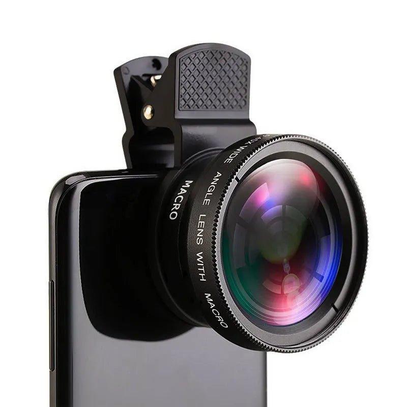 Mobile Phone Lens Professional 0.45x 49uv Super Wide-Angle+ Macro HD Lens 2 IN 1 Lens Universal Clip 37mm For iPhone Android - Noovaluxe